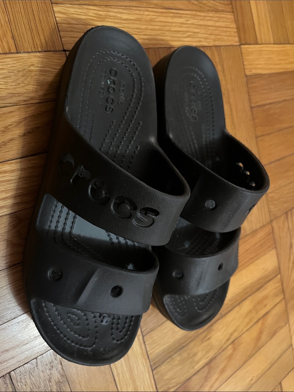 CROCS Black Double-Strap Slide Sandals